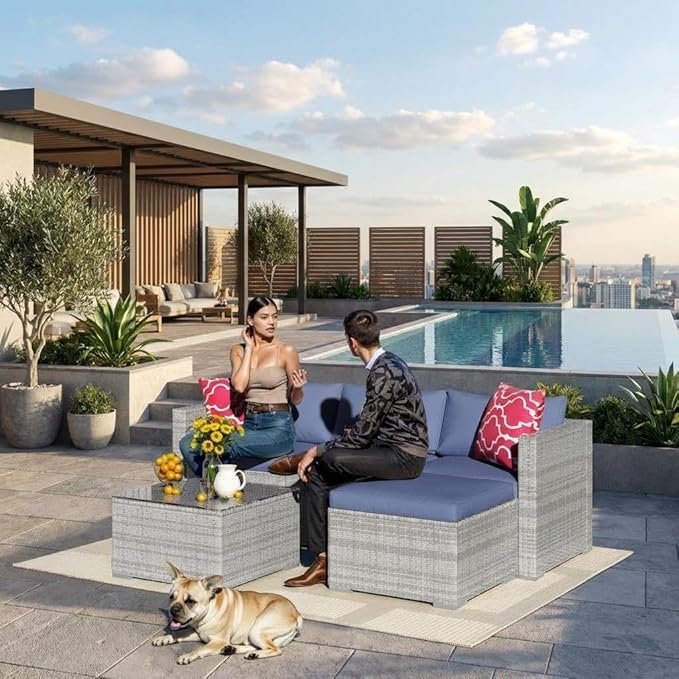 5-Piece Outdoor Sectional Sofa Set, Outdoor Patio Set Sectional Sofa,