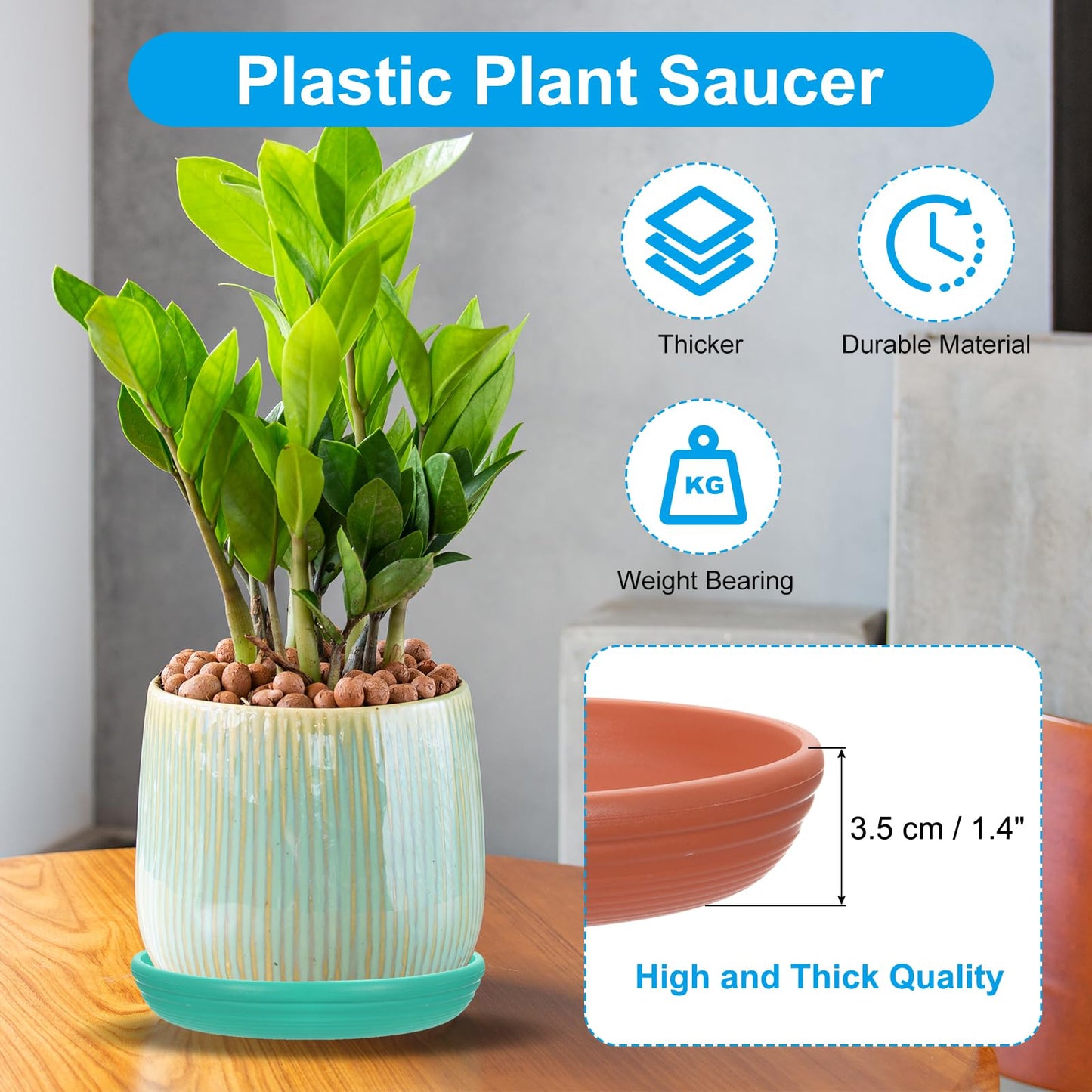 PATIKIL Plant Saucer Tray, 3 Pack 7/9/12 Inch Plastic Round Plant Saucer Flower Planter Drip Tray for Indoors Outdoors Patio Balcony, Terracotta