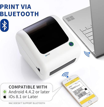 JADENS Bluetooth Thermal Shipping Label Printer - High Speed 4x6 Wireless Label Maker Machine, Support PC, Phone, USB for MAC, Compatible with Ebay, Amazon, Shopify, Etsy, USPS Barcode, Mailing