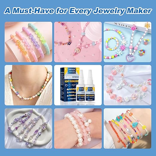 Meuvcol Jewelry Bracelet Glue for Elastic String Knot, Punctuation Beads