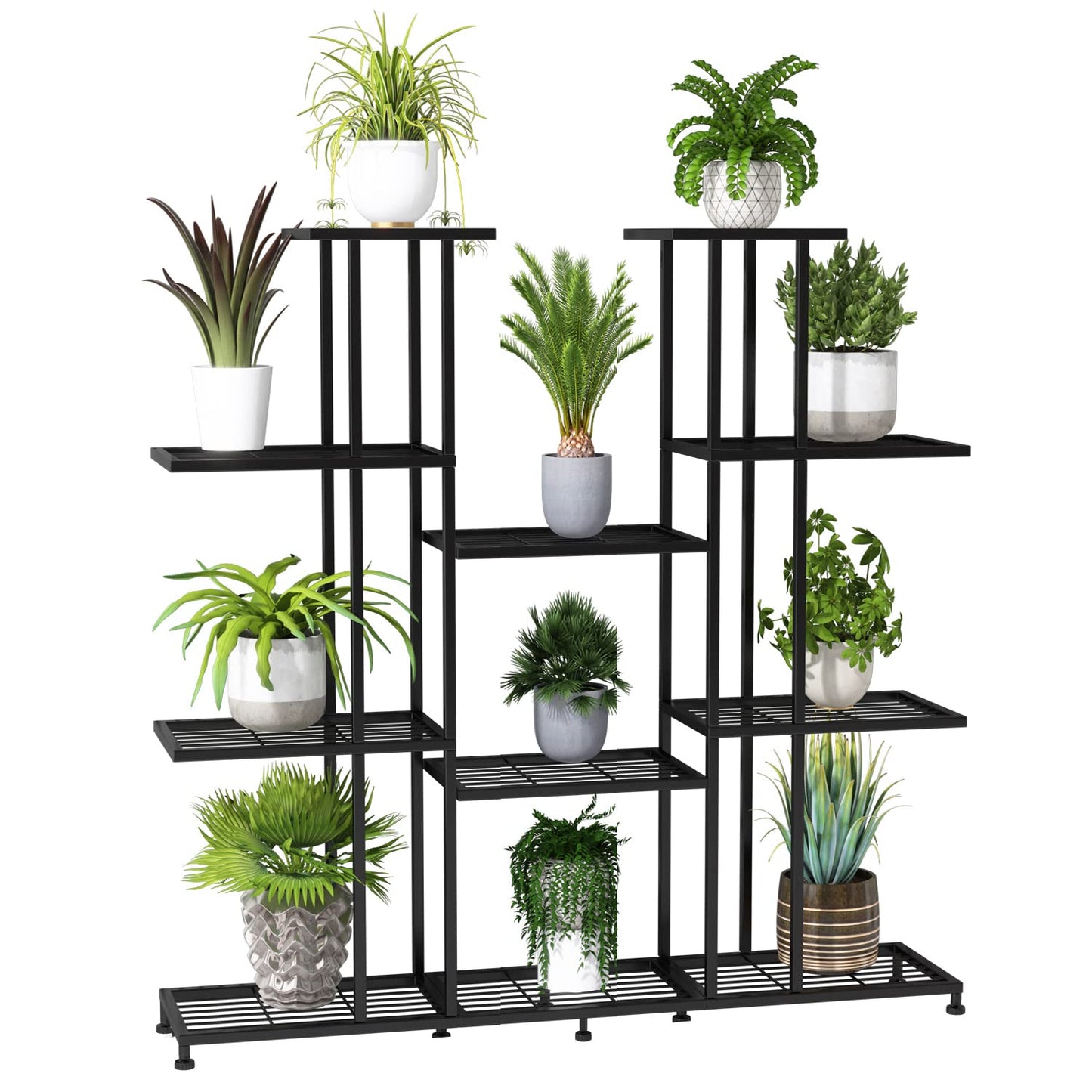 Twhep Heavy Duty Metal Plant Stand, large Multifunctional Plant Stand for Indoor Outdoor, for Tall Large Rack for Living Room Garden Balcony, Black(9 Tier)