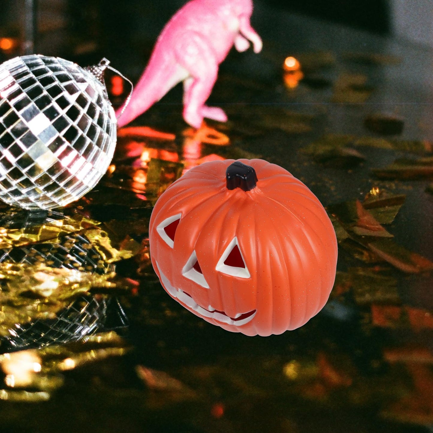 Toddmomy Halloween Pumpkin Lantern Decoration with Led Light Hollow Light up Jack-O-Lantern for Indoor and Outdoor Tabletop Halloween Decorations 8.27X6.3X7.87 Inches