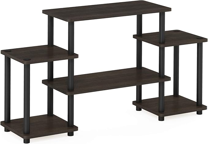 Furinno Turn-N-Tube No Tools Entertainment TV Stands, Dark Brown/Black