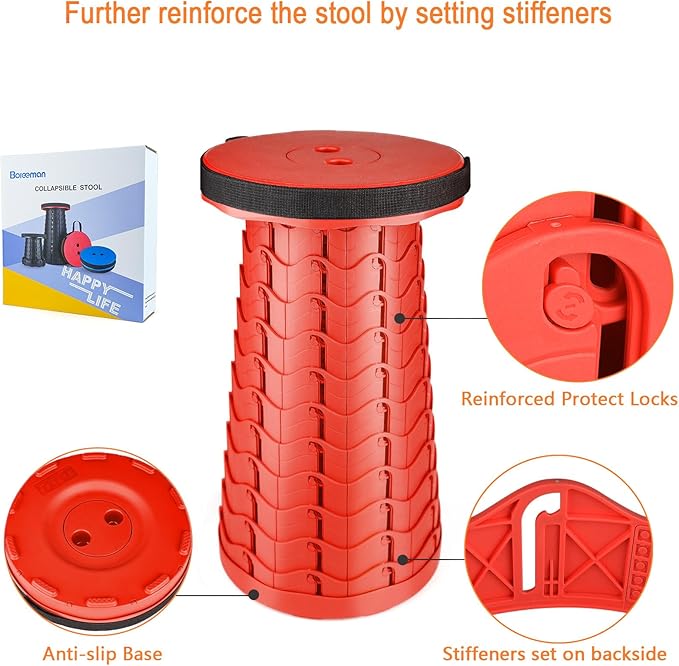 Boreeman Upgraded Folding Stool Lightweight Yet More Sturdy