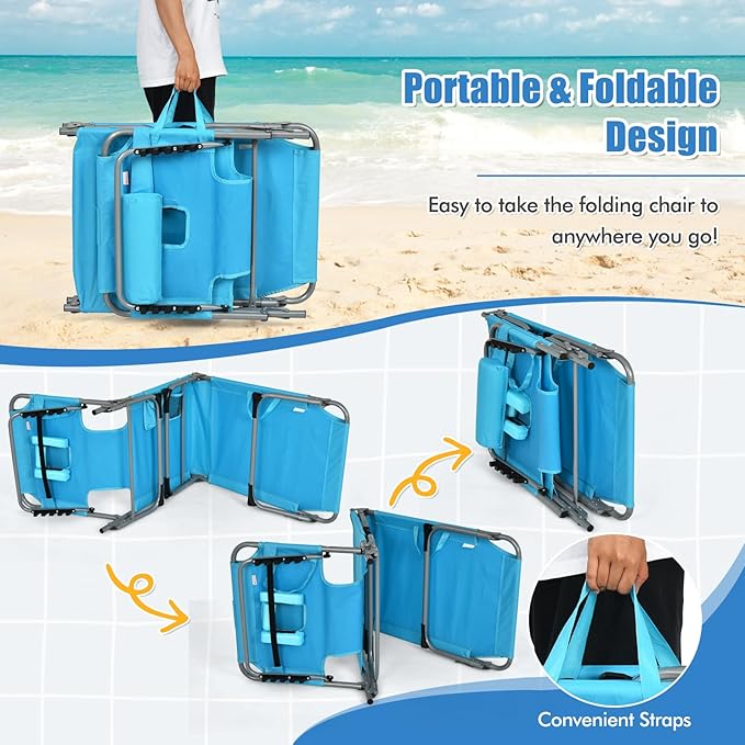 Goplus Tanning Chair, Folding Adjustable Patio Lounge Chair