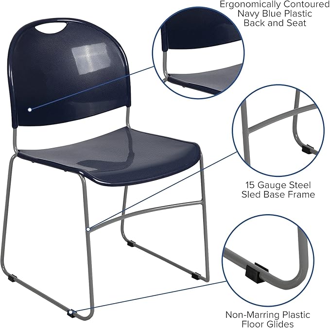 Flash Furniture HERCULES Series 5 Pack 880 lb. Capacity Navy Ultra-Compact