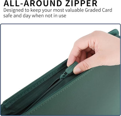Snekdy premium 1024-pocket trading card binder, 16-pocket cards album, waterproof PU-leather Cover album with side loading, holds gaming, baseball, basketball & sports cards Green