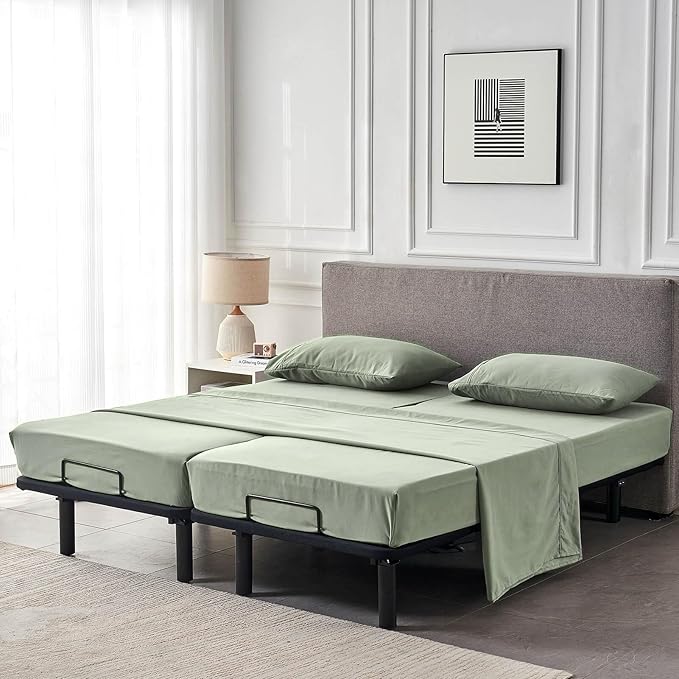 Kingnex Split Queen Sheets for Adjustable Bed Soft 1800 Microfiber 5 Pieces