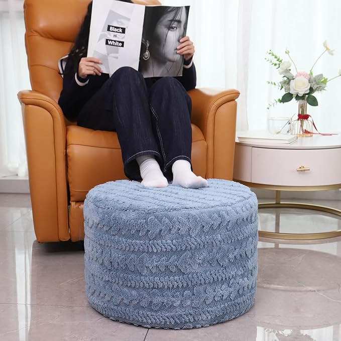 Asuprui Round Footstool Ottoman, 20x14 Inches Multi-Functional Modern Foot Stool
