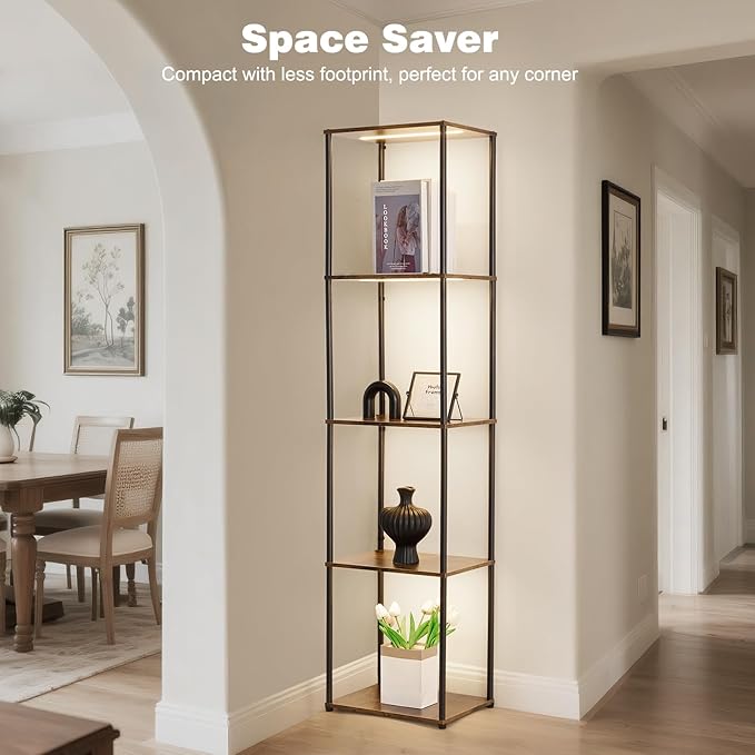 Tall Display Shelf with Lights, Dimmable LED Display Cases