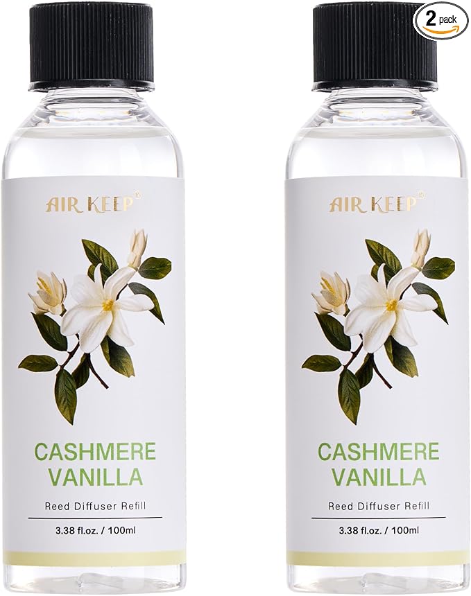 Airkeep Reed Diffuser Oil Refill/Cashmere Vanilla/3.38 oz(100ml)/2 Pack/Scented Oil Refill for Reed Diffuser Home Fragrance for Bedroom, Bathroom Office Home Decor