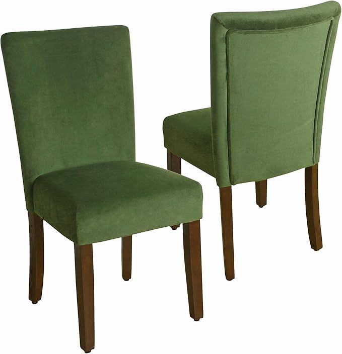 HomePop Parsons Classic Upholstered Accent Dining Chair, Dark Green Velvet