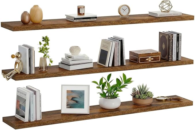 AMADA HOMEFURNISHING 47.2" L Floating Shelves, Wall Shelves Set of 3