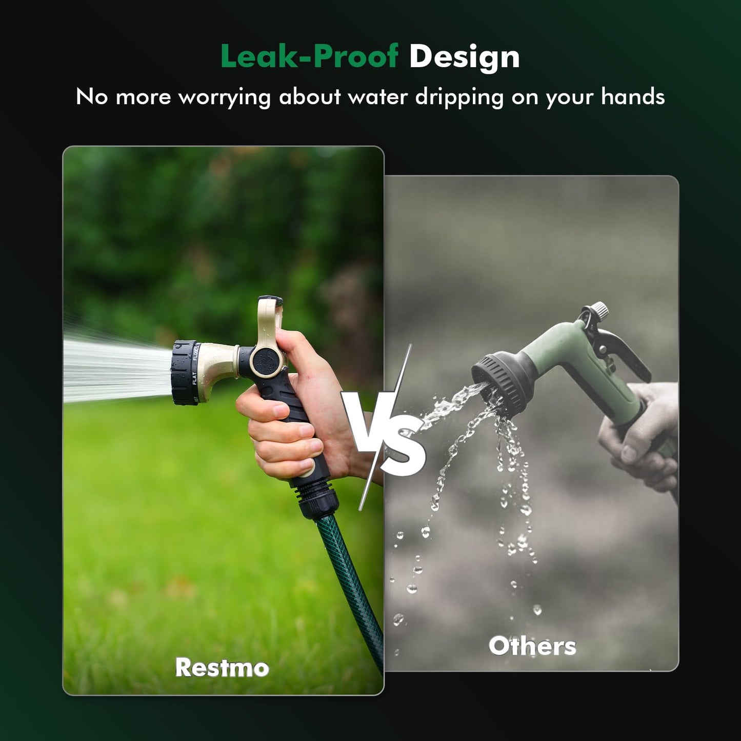RESTMO Garden Hose Nozzle Heavy Duty, Fireman Style Nozzle with Thumb Control & Large Lever Control, 7 Adjustable Spray Patterns High Pressure Hand Sprayer for Watering Plants, Car and Pet Washing