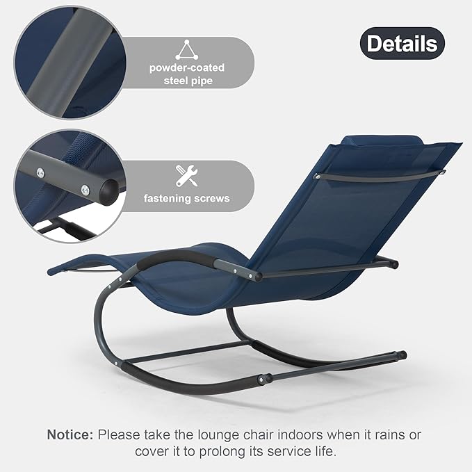 Outdoor Lounge Chair with Pillow, Chaise Lounge Chair