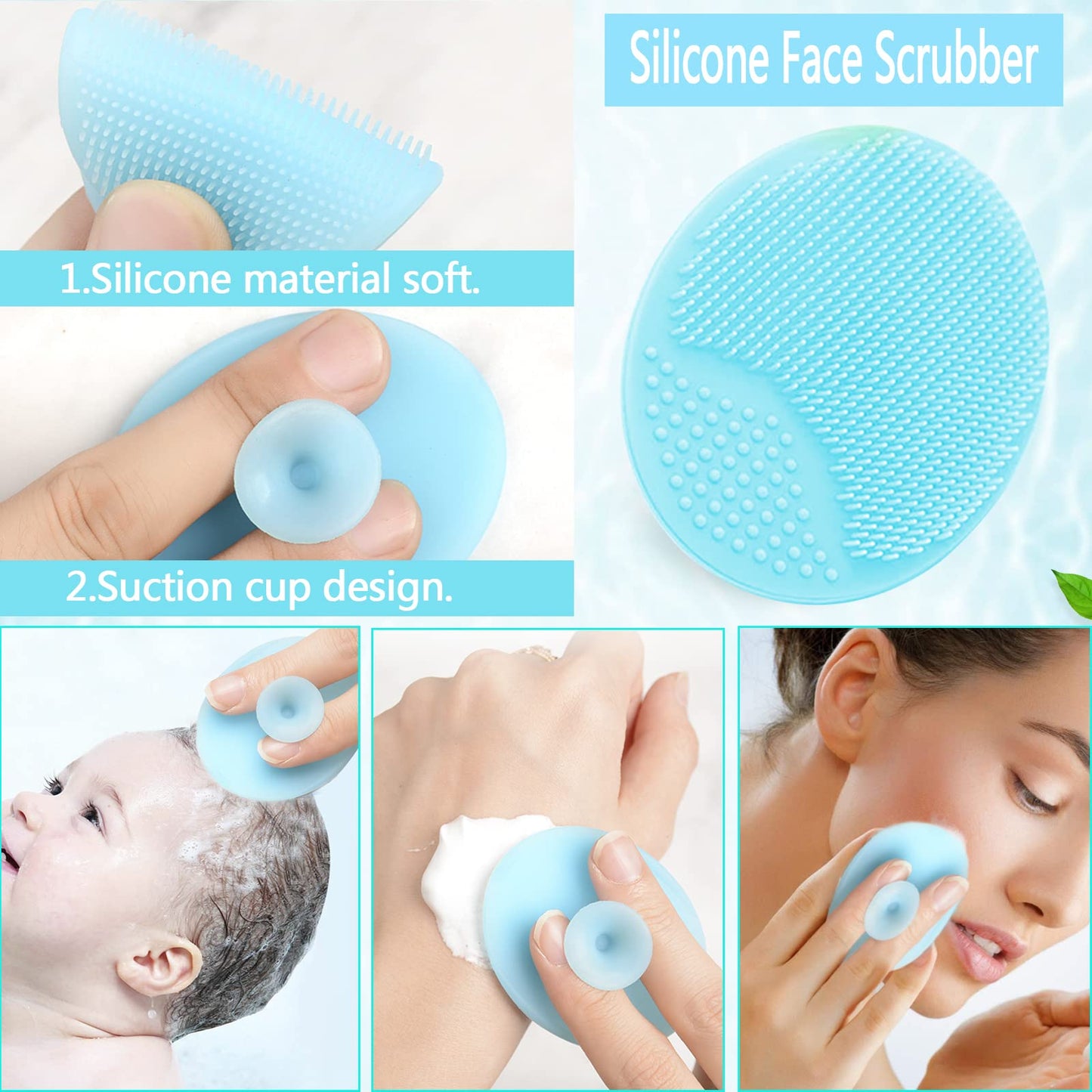 5PCS Silicone Scrubber Set, Lip & Face Cleansing Brush and 2PCS Exfoliating Face Brush for Men & Women