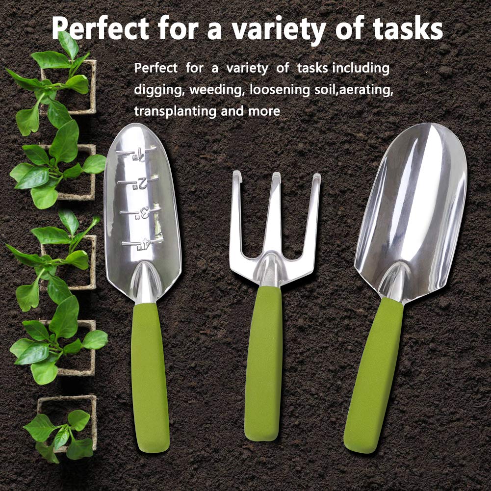 Garden Tools Set with 3 Aluminum Gardening Tools, 1 Pruning Shear, 1 Mister Spray Bottle, 1 Foam Kneeler，1 Garden Gloves with Claws and 1 Gardener Bag, Gifts for Mom Dad