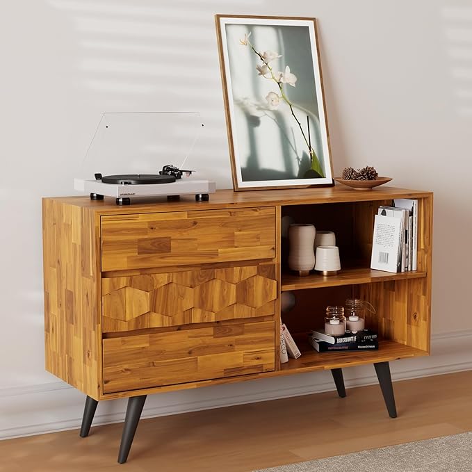 Bme Georgina 45 Inch Solid Wood TV Stand, Under 10 Minutes Assembly