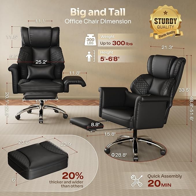 Ergonomic Office Chair with Footrest, Criss Cross Legged Desk Chair with