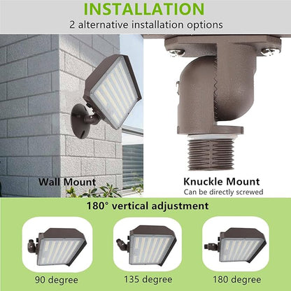 1Pack-Dusk to Dawn Outdoor 100W LED Flood Light with Knuckle&Plate, 3000K/4000K/5000K Color Selectable, 14000LM 1000W Equiv., ETL Commercial LED Floodlight, Outdoor Security Lighting for Parking Lot