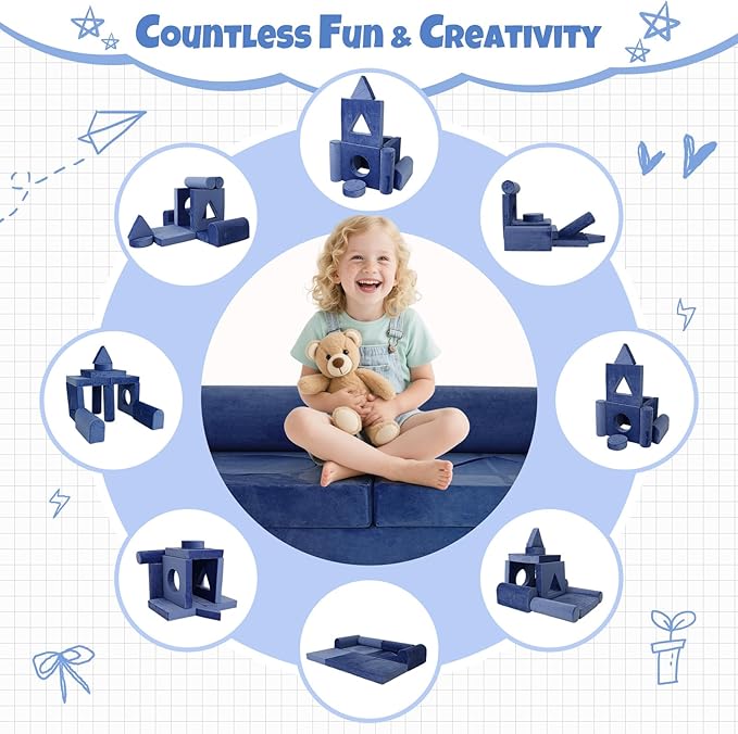 Modular Kids Play Sofa Multifunctional Kids Sofa Convertible Foam Floor Mat