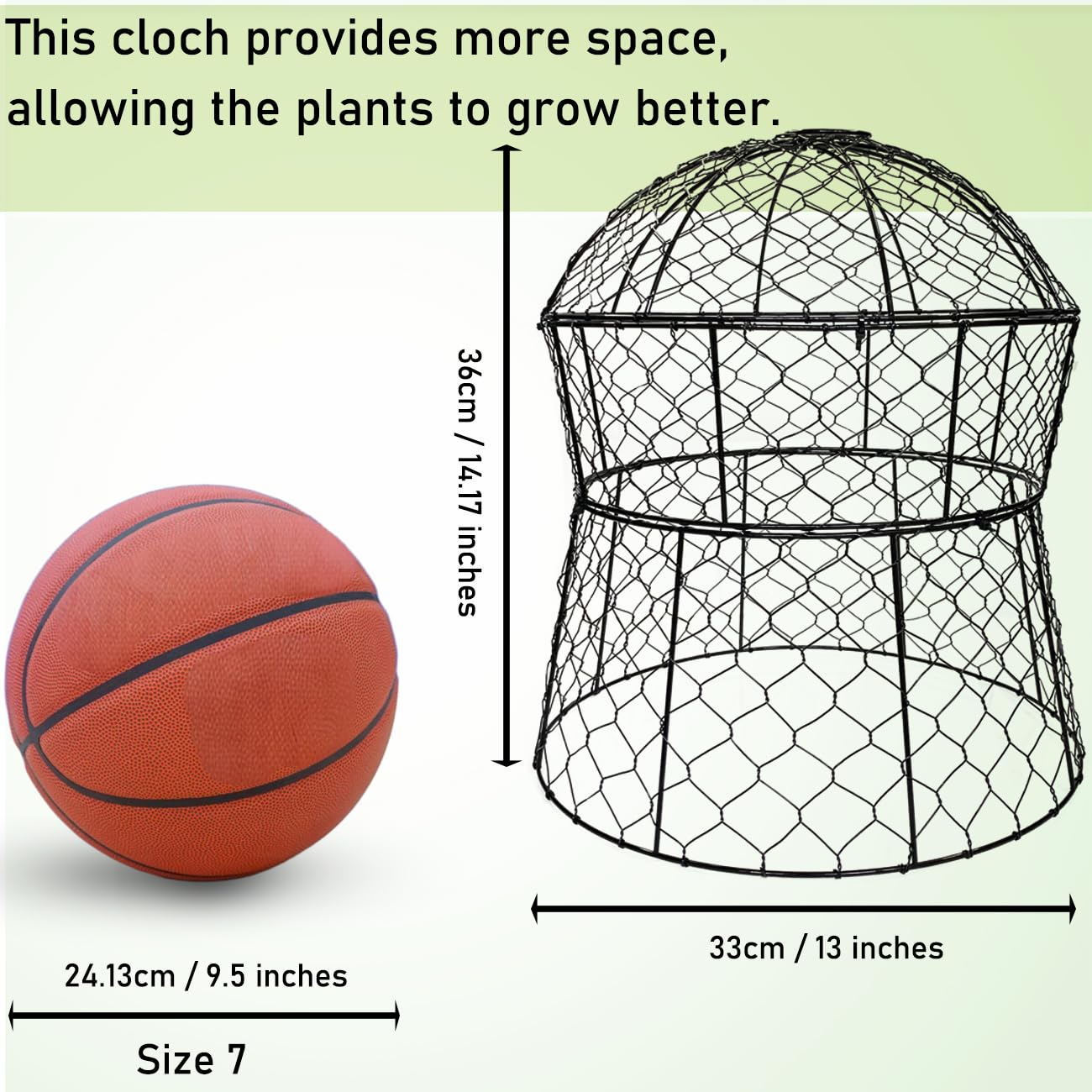 JAWULIJA Garden Cloches for Plants 2 Pack Metal Plant Protectors from Animals Chicken Wire Cloche Updated Plant Cages for Outdoor Plants Vegetables Seedlings 13" D x 14" H