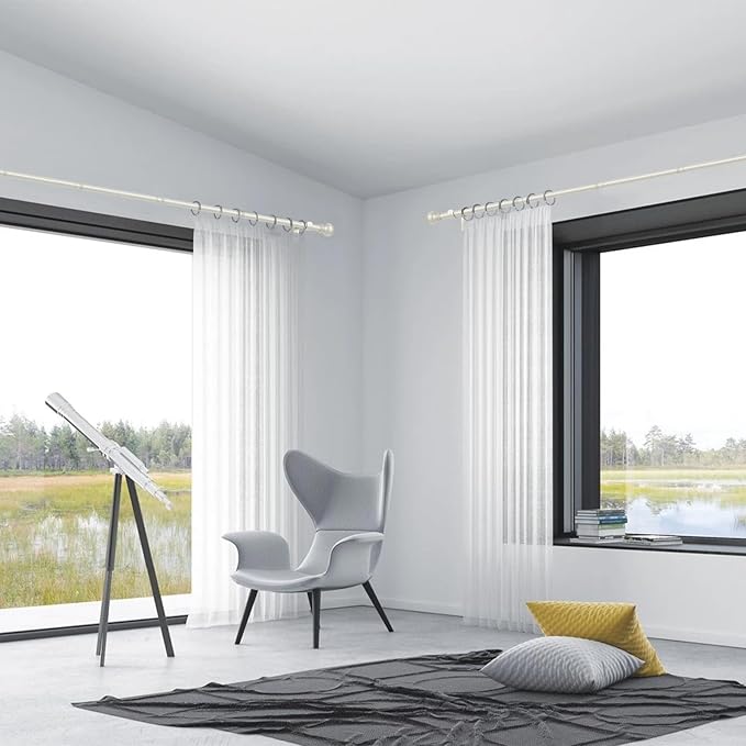Thestoa Nickel Curtain Rods for Windows 30-46 Inch, 5/8" Stainless Steel Small Curtain Rod for Bedroom, Living Room,Kitchen,Farmhouse