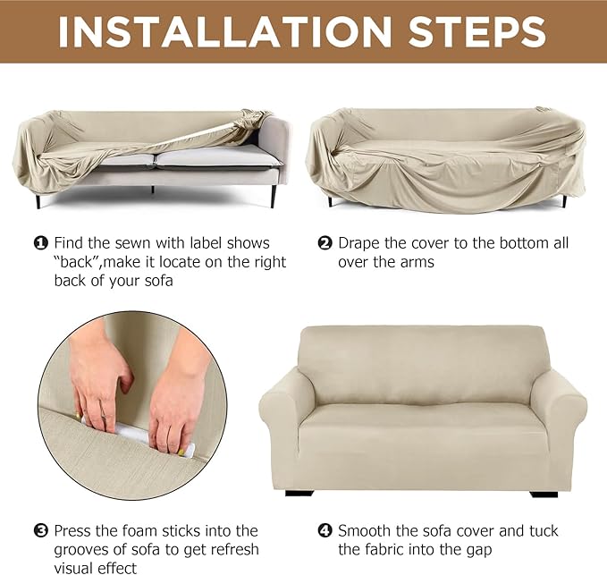 Peryiter 2 Pcs Sofa Covers Couch and Loveseat Covers Set Stretch Sofa Slipcover
