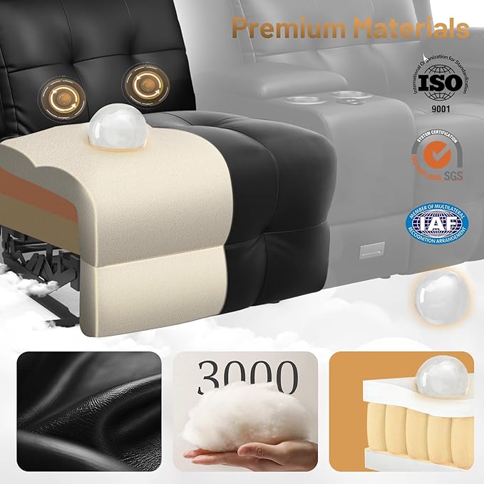 Loveseat Recliner Sofa, Home Theater Seating Massage Reclining Couch
