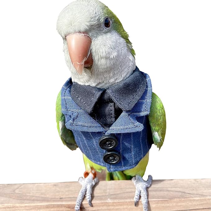 Bird Clothes Birds Flight Suit,Tuxedo Business Suit for Parrots African Greys Parakeet Cockatiel Sun Conure Christmas Party Birthday Cosplay Photo Prop Small Animals Apparel (5XL,Denim Suit)