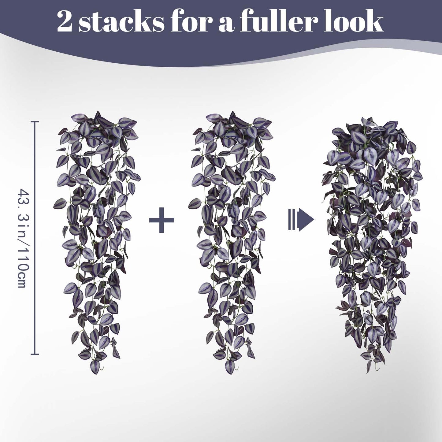 BLEUM CADE Fake Hanging Plants, 4pcs Artificial Hanging Plant, Faux Deep Purple Vines Hanging Plant for Wall Home Living Room Indoor Outdoor Halloween Decor (No Baskets)