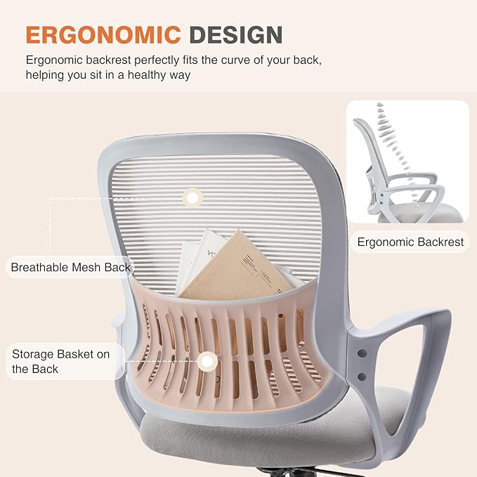 Sweetcrispy Ergonomic Mid-Back Mesh Home Office Desk Chair