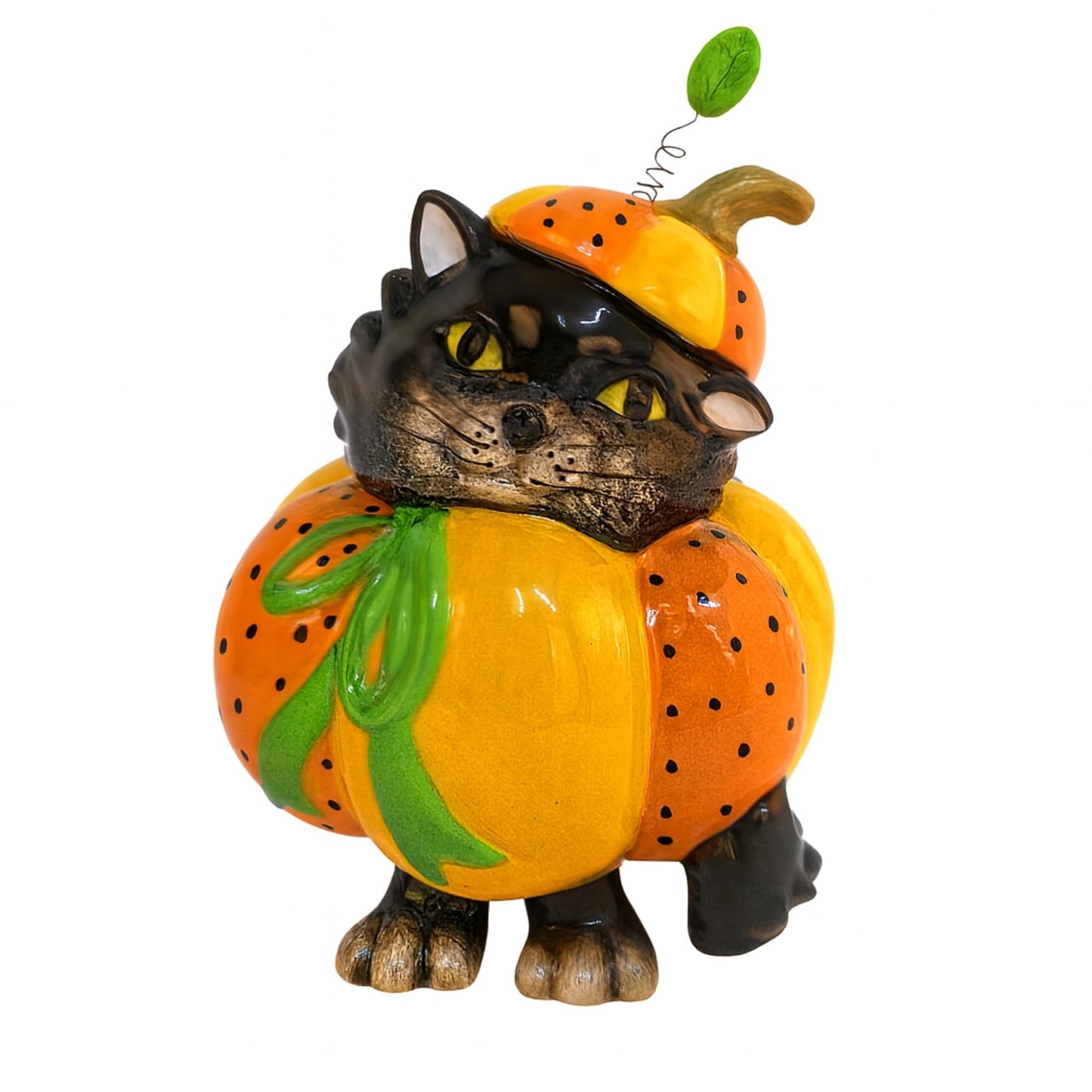 Blue Sky Clayworks Pumpkin Cat Figurine, 7.75 in H, Halloween Decor