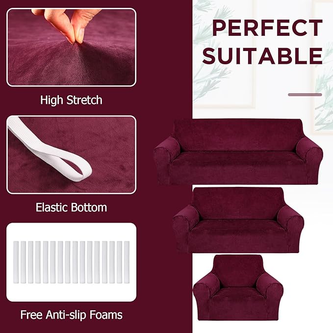 Peryiter 3 Pcs Couch and Loveseat Covers Set Sofa Cover