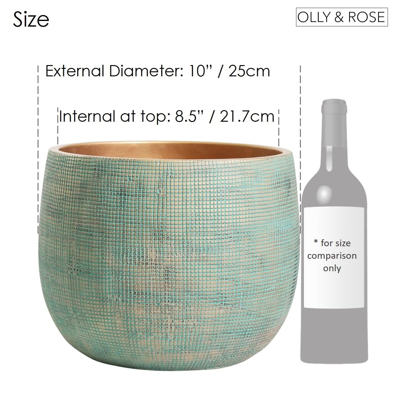 Olly & Rose Bali 10 Inch Ceramic Cement Plant Pot - Indoor & Outdoor Planters - Garden and Flower Pot