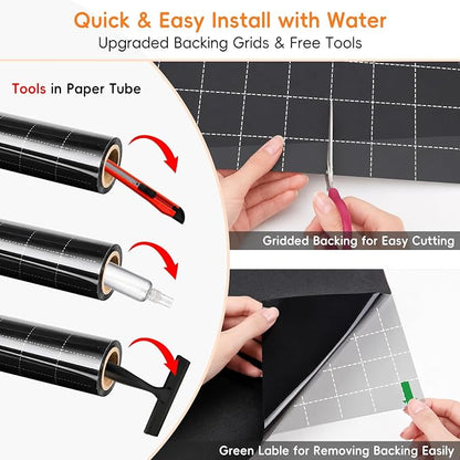 Blackout Window Privacy Film, Removable Window Cover Static Cling, Darkening Light Heat Blocking, Window Tint for Home Garage Bedroom Day Sleep, Black 35.4 Inch * 78.74 Inch