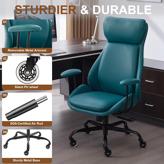 E-Motie Office Chair, Leather Desk Chair
