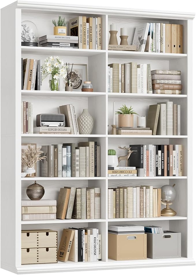 Rresyet 71.8" L *47.2“W Wooden Bookcase and Bookshelf – Extra Large Bookshelf