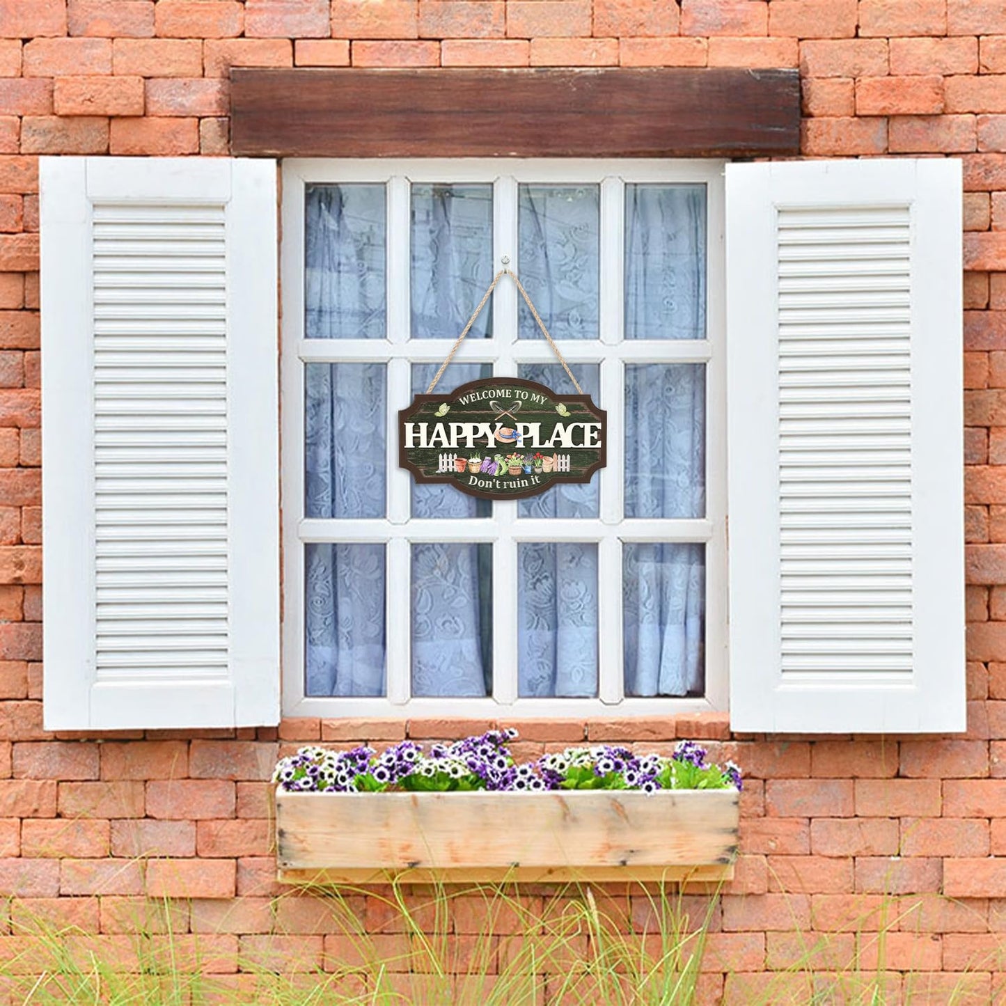 HOURIA 3D Welcome to My Happy Place Don't Ruin it Sign for Patio Yard Garden Decor,Funny Garden Signs for Outside,Gardening Gifts for Gardeners Women Men,Plant Lover Gifts