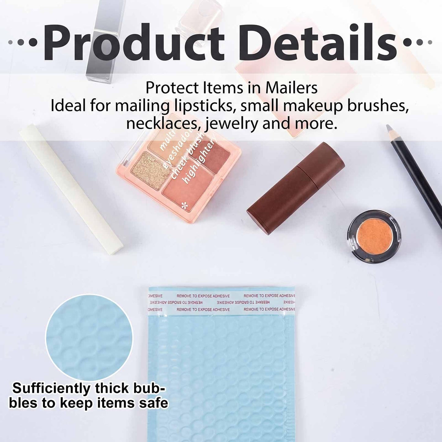 Henoyso 100 Pcs Bubble Mailer 4 Sizes Self Adhesive Waterproof Padded Envelopes Cushioning Seal Bubble Shipping Envelopes for Mailing Packaging Small Business Packing Supplies (Blue)
