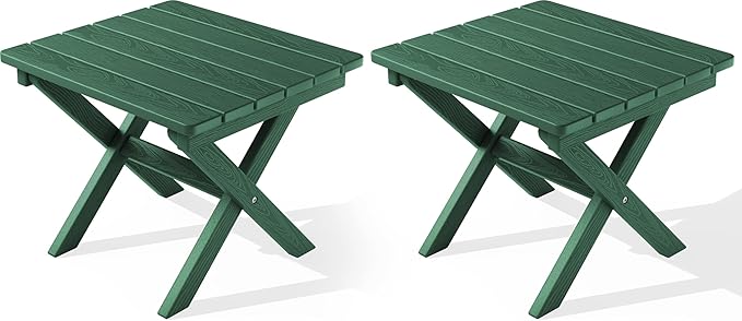 SERWALL Folding Outdoor Side Table Set of 2, Portable Adirondack Side Table