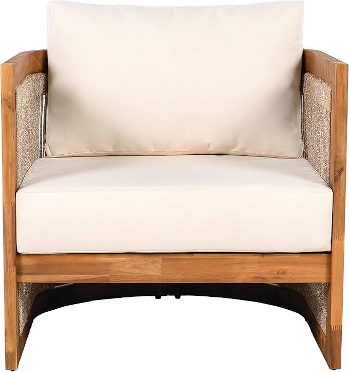 Christopher Knight Home Nesbit 4 Pieces Conversation Set, Acacia Wood Chat Set