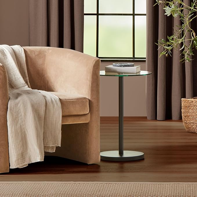 mDesign Glass Top Side/End Drink Table
