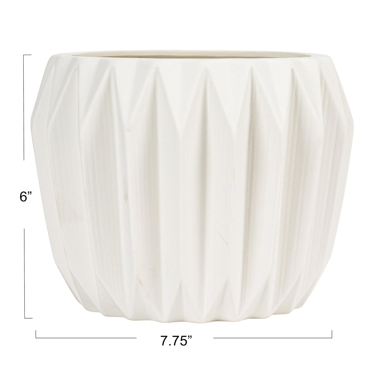 Bloomingville White Fluted Stoneware Flower Pot