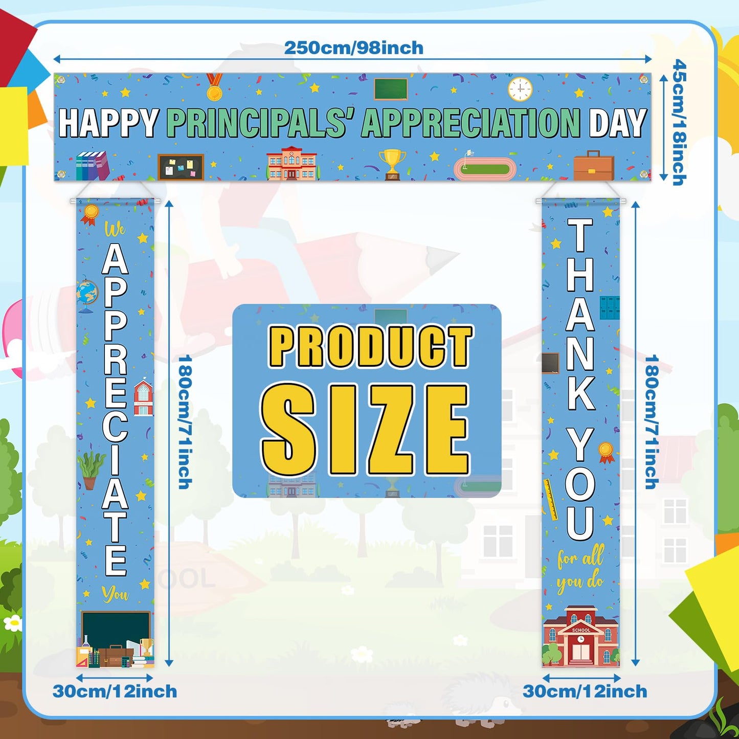 Fanfanwin Happy Principals Appreciation Day Banner Set Principal Appreciation Sign Banner We Appreciate Thank You Party Supplies Decorations for Men Women Education Workers