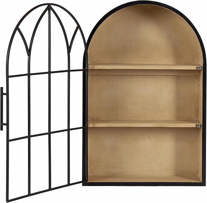 Kate and Laurel Megara Decorative Wooden Hanging Arched Wall Cabinet