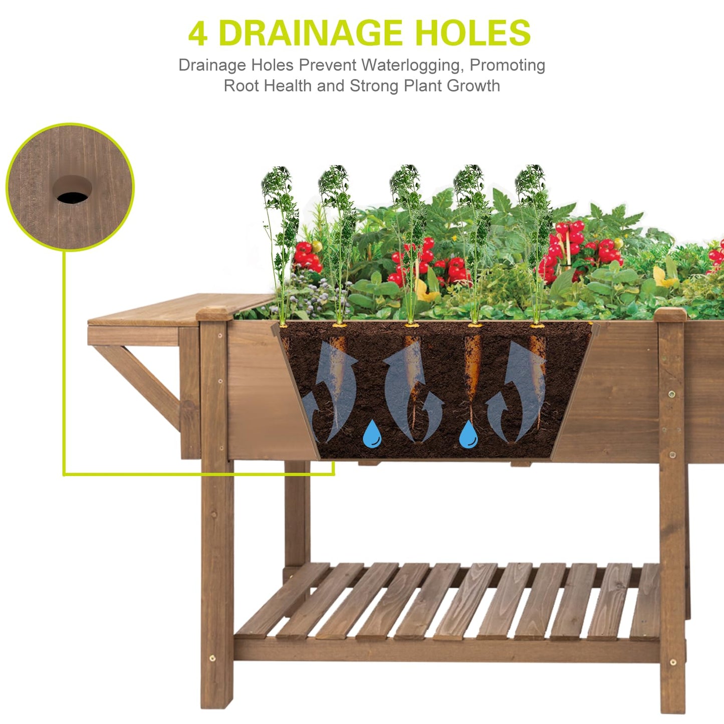 Gowoodhut Raised Garden Bed with Legs Outdoor, Elevated Garden Box with Legs, Large Storage Shelf for Vegetable, Flower, Herb, Easy to Assemble，81x23x31 in