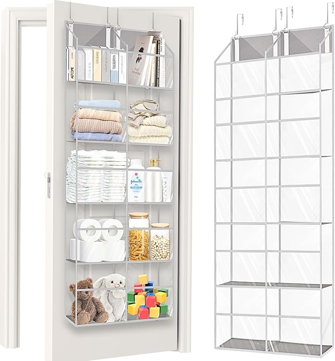 Over the Door Organizer 5 Tiers, Extra Large Behind Door Storage of 10