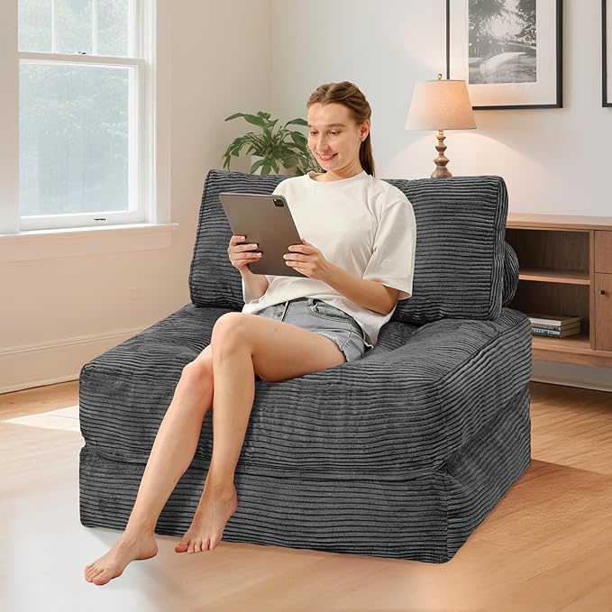 HABUTWAY Folding Sofa Bed, Convertible Sleeper Chair Bed w/Dual-Pillow & Handle