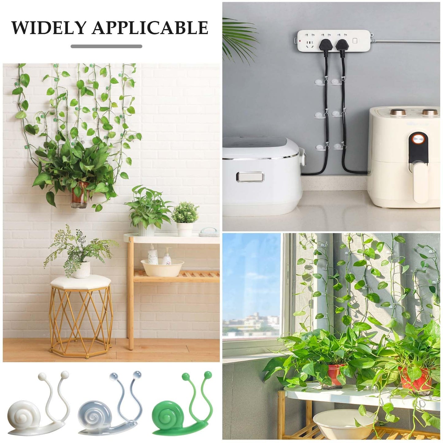 Plant Climbing Wall Fixture Clips,50PCS Self-Adhesive Plant Wall Clips,Garden Climbing Vines Fixing Clip,Invisible Fixing Hook,Reusable Pothos Plant Fixer for Indoor Outdoor Decoration(Clear,20)
